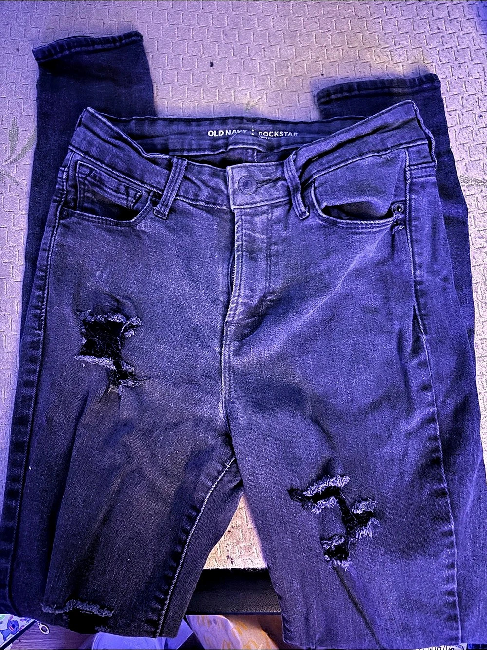 Old Navy Rockstar Super Skinny Distressed Jeans Blue